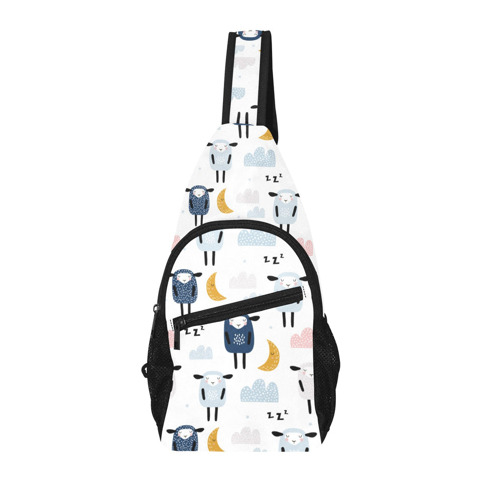 Cute sleeping sheep moon cloud pattern All Over Print Chest Bag