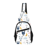 Cute sleeping sheep moon cloud pattern All Over Print Chest Bag