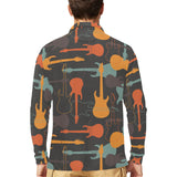 electric guitars pattern Men's Long Sleeve Polo Shirt