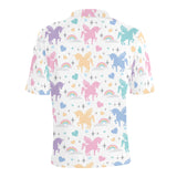 colorful unicorn rainbow heart pattern Men's All Over Print Polo Shirt