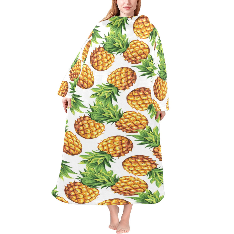 Pineapples design pattern Blanket Robe with Sleeves