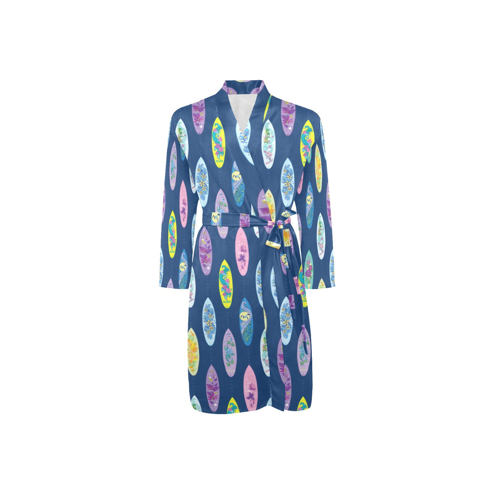Surfboard Pattern Print Design 03 Men's Long Sleeve Belted Night Robe
