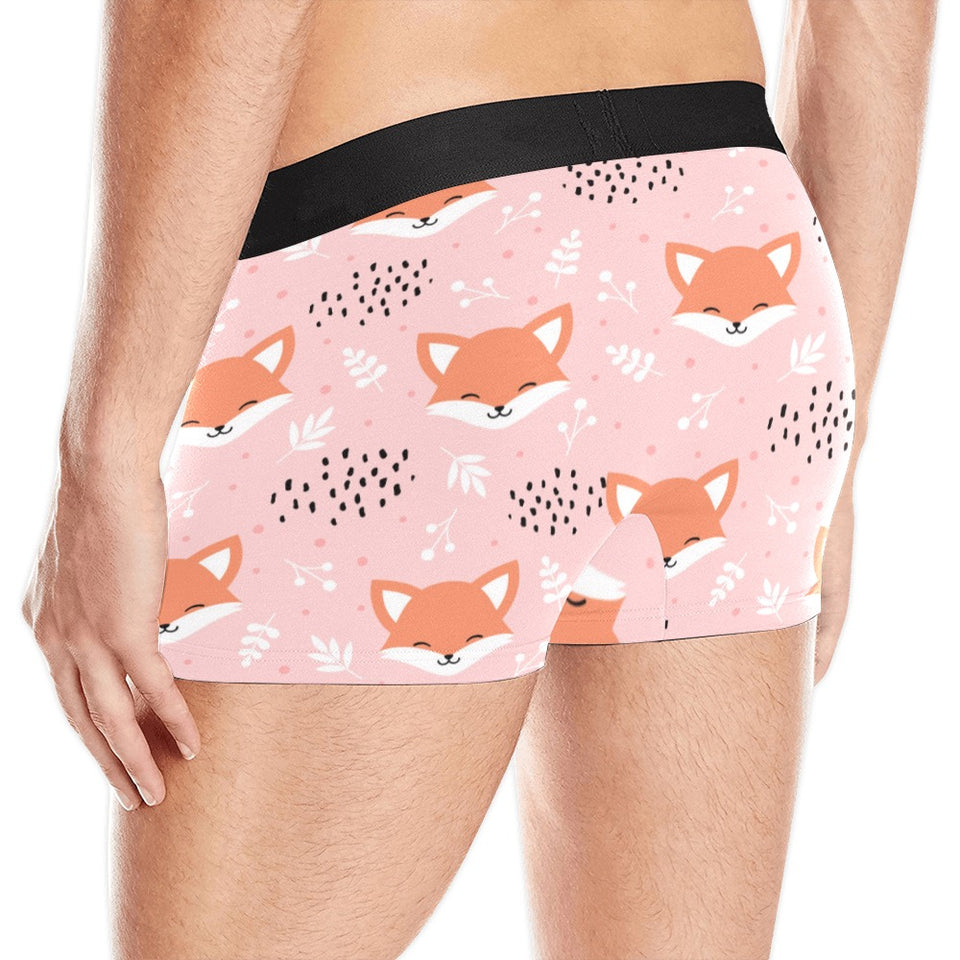 Cute fox pattern pink background Men's All Over Print Boxer Briefs Men's Underwear
