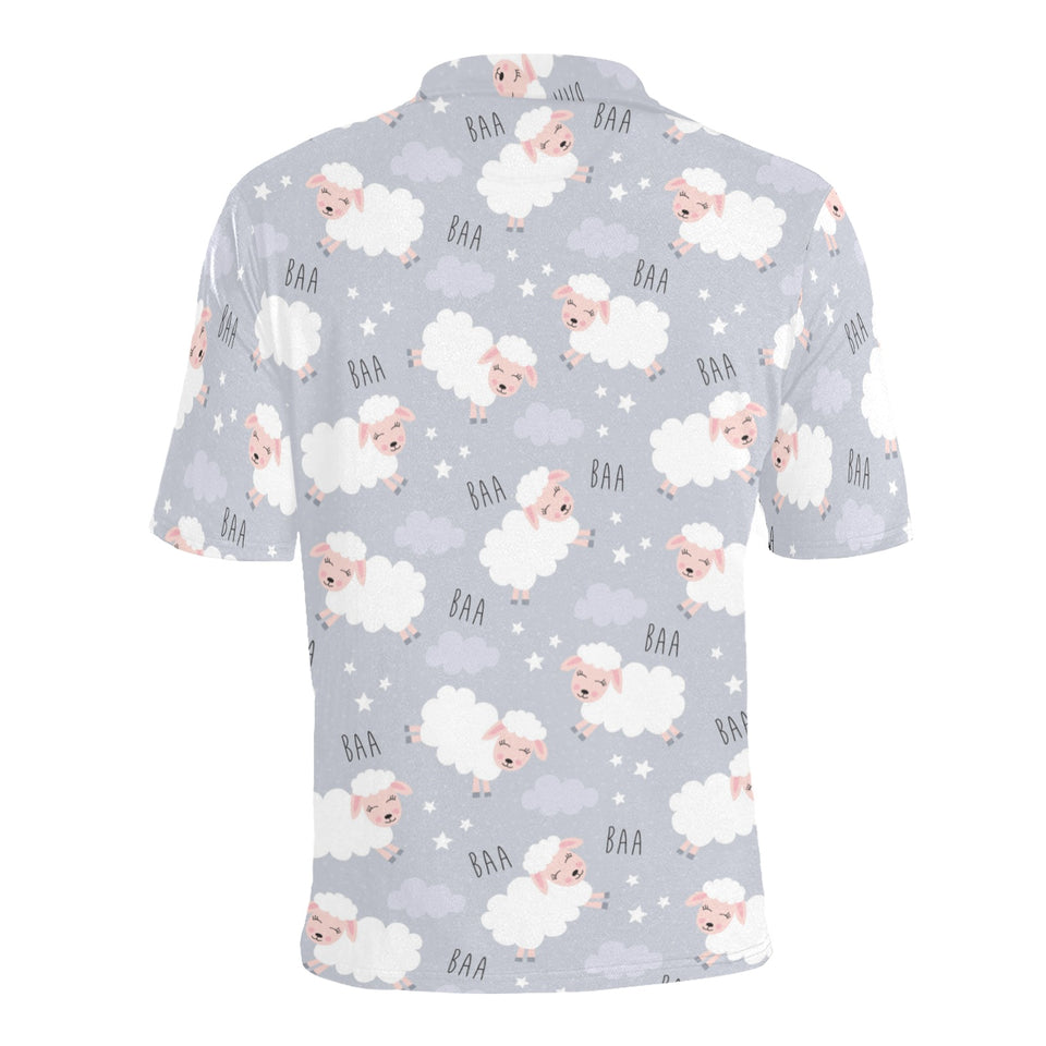 Sweet dreams sheep pattern Men's All Over Print Polo Shirt