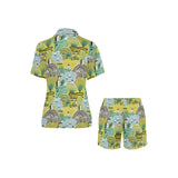 Hand drawn windmill pattern Women's V-Neck Short Pajama Set