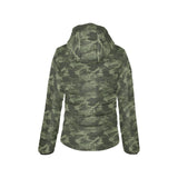 Digital Green camouflage pattern Women's Padded Hooded Jacket
