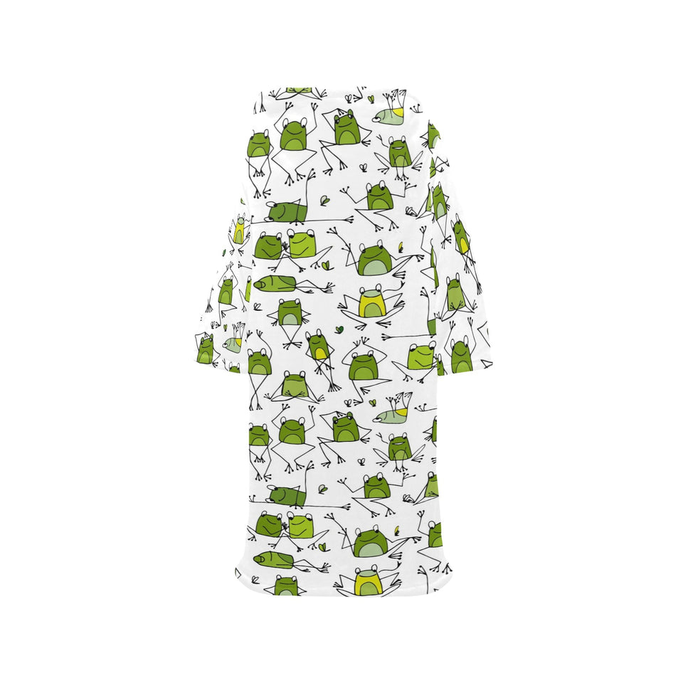 Sketch funny frog pattern Blanket Robe with Sleeves