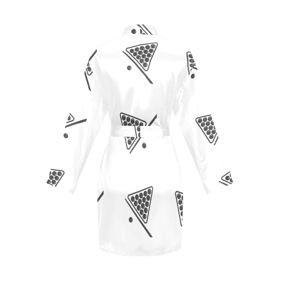Billiard Ball Pattern Print Design 03 Women's Long Sleeve Belted Night Robe