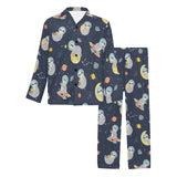 Cute sloth astronaut star planet rocket pattern Men's Long Pajama Set