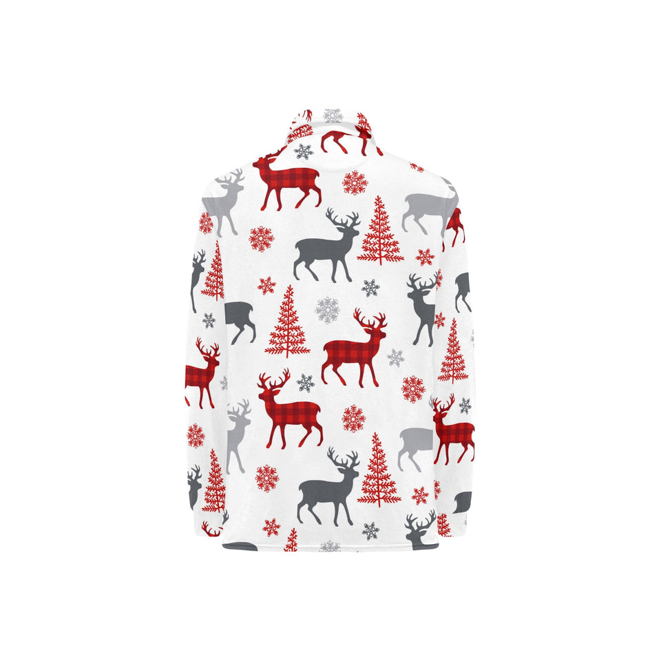 Deer tree snowflakes chrismas pattern Women's Long Sleeve Polo Shirt