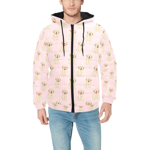 Golden Retriever Pattern Print Design 02 Men's Padded Hooded Jacket
