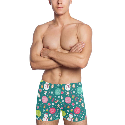 Snowman bird decorative elements christmas pattern Men's Swimming Trunks