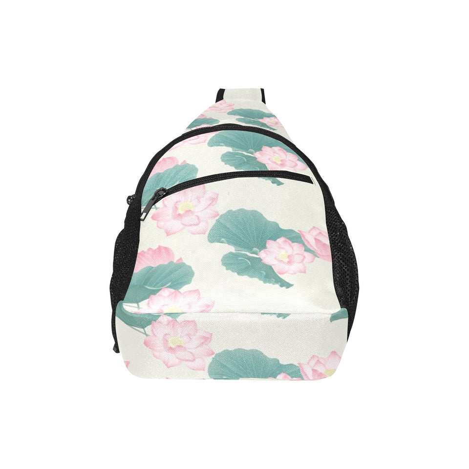 Pink lotus waterlily leaves pattern All Over Print Chest Bag