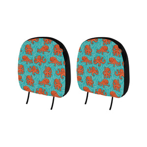 Octopus turquoise background Car Headrest Cover