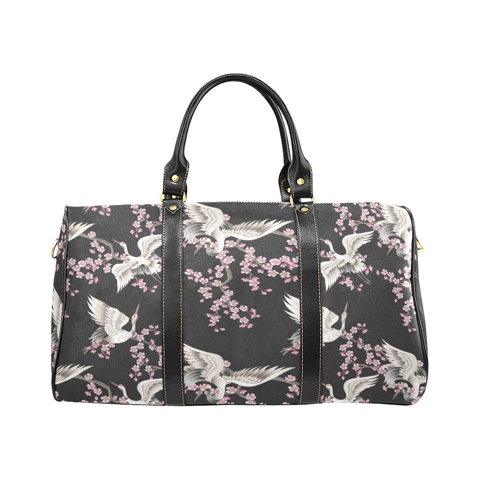Japanese crane pink sakura pattern Travel Bag