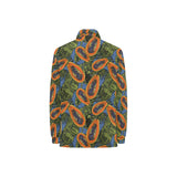 Colorful papaya tropical leaves Women's Long Sleeve Polo Shirt