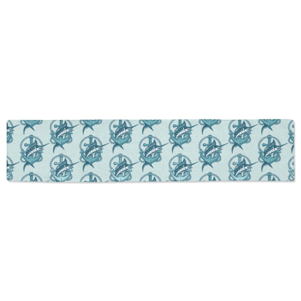 Swordfish Pattern Print Design 05 Table Runner