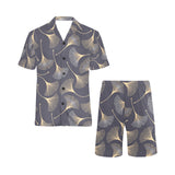 Gold ginkgo leaves Men's V-Neck Short Pajama Set