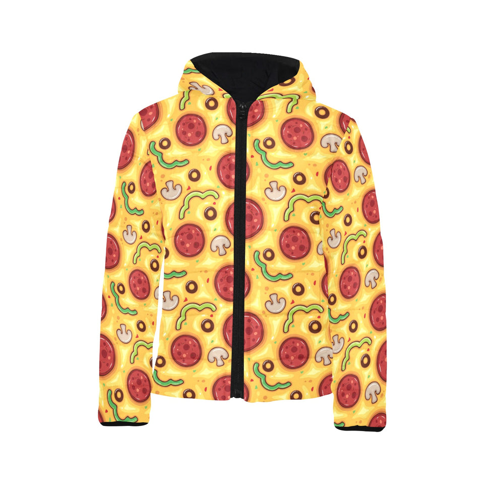 Pizza texture pattern Kids' Boys' Girls' Padded Hooded Jacket