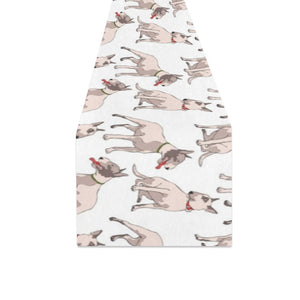 Bull Terrier Pattern Print Design 04 Table Runner