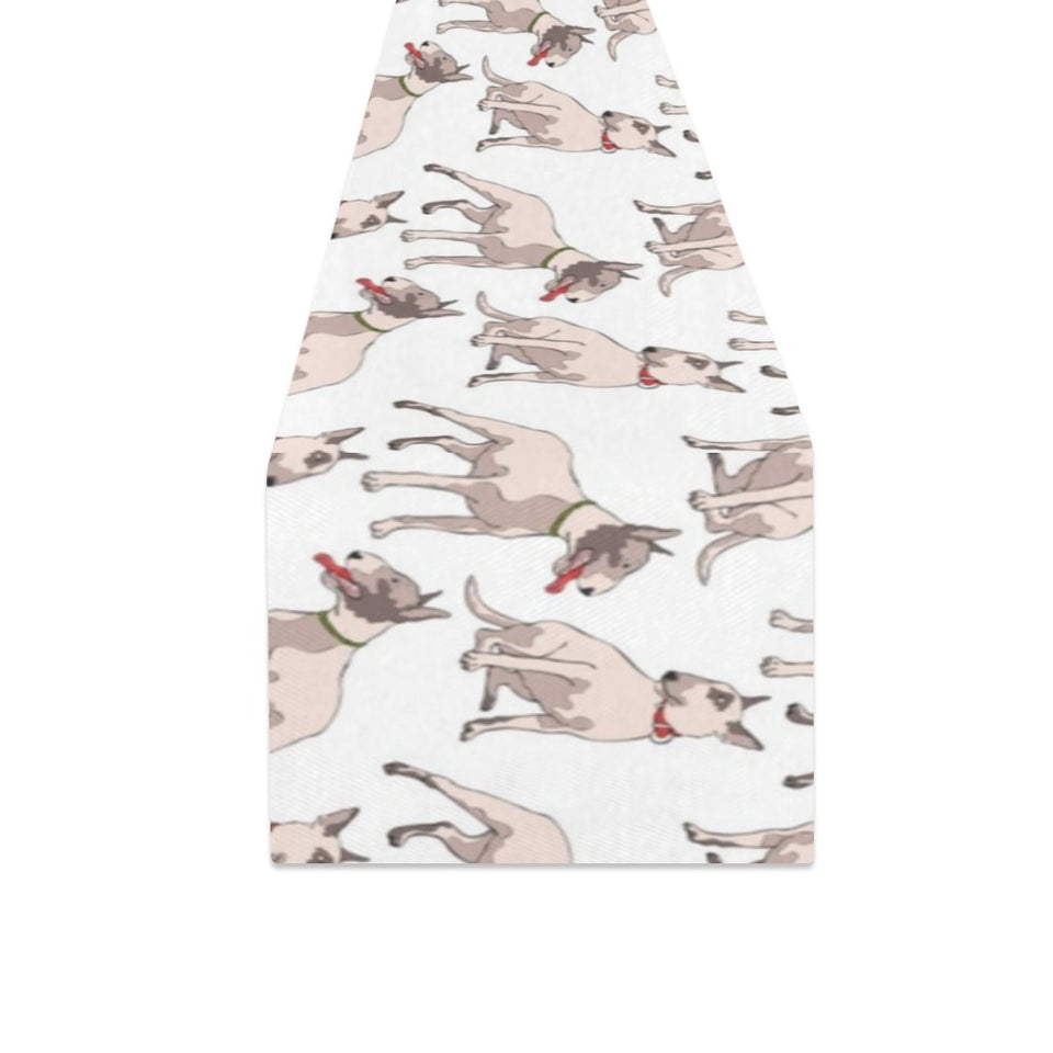 Bull Terrier Pattern Print Design 04 Table Runner