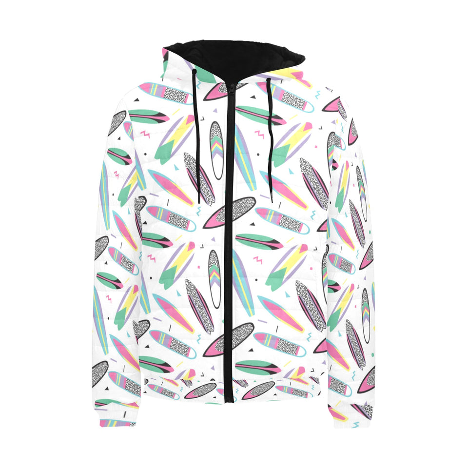 Surfboard Pattern Print Design 04 Men's Padded Hooded Jacket