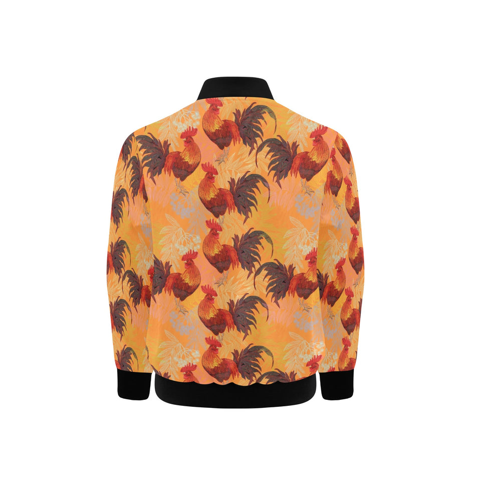 red rooster chicken cock pattern Kids' Boys' Girls' Bomber Jacket