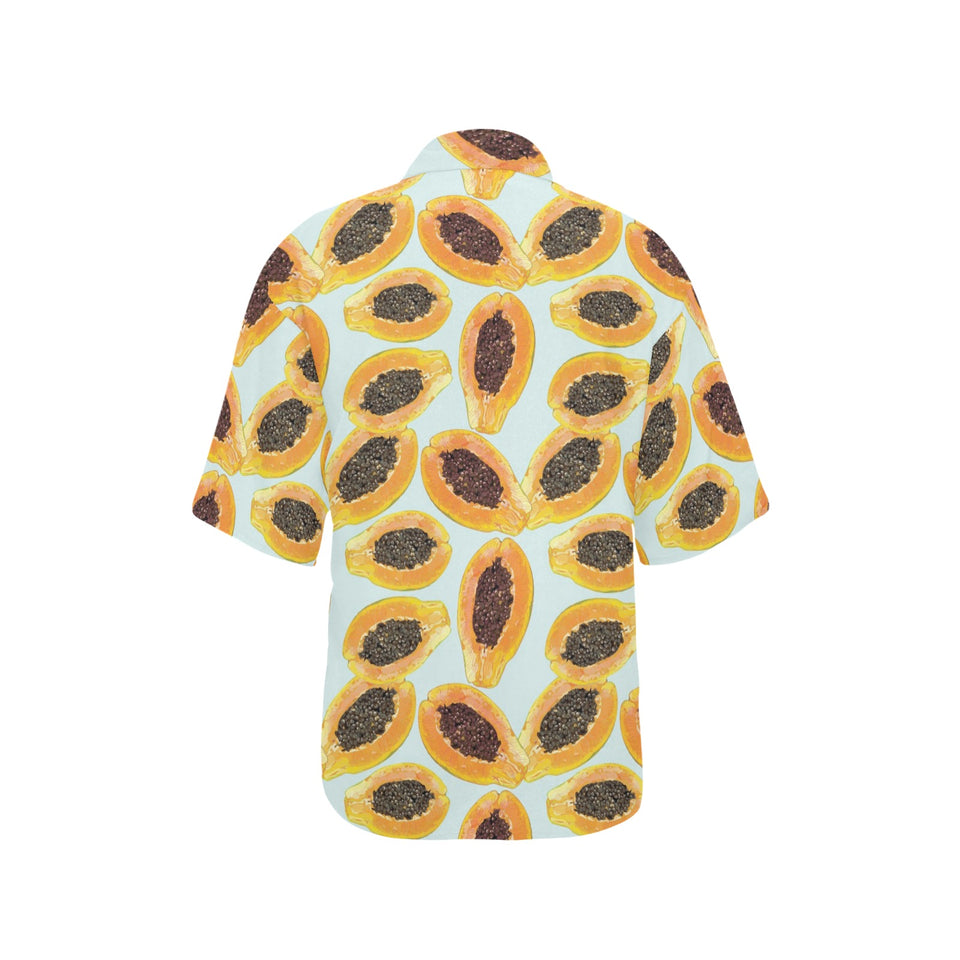 Watercolor papaya pattern Women's All Over Print Hawaiian Shirt