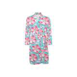 3D sakura cherry blossom pattern Men's Long Sleeve Belted Night Robe