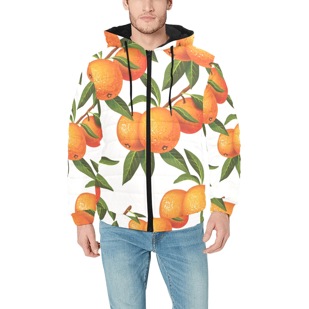 Oranges pattern background Men's Padded Hooded Jacket