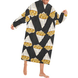 French fries dark background Blanket Robe with Sleeves