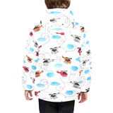 Watercolor helicopter cloud pattern Kids' Boys' Girls' Padded Hooded Jacket