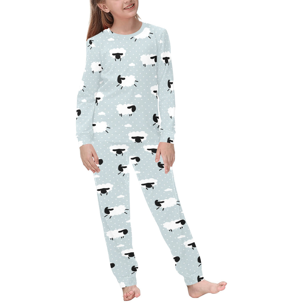 Sheep polka dot cloud pattern Kids' Boys' Girls' All Over Print Pajama Set