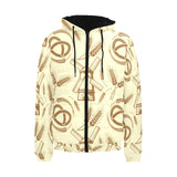 Windmill Wheat pattern Men's Padded Hooded Jacket