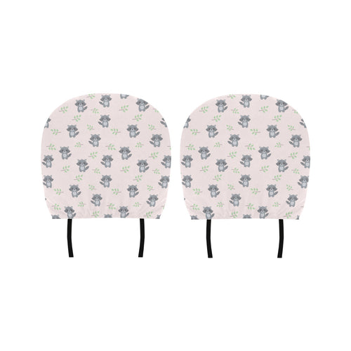 cute raccoons leaves pattern Car Headrest Cover