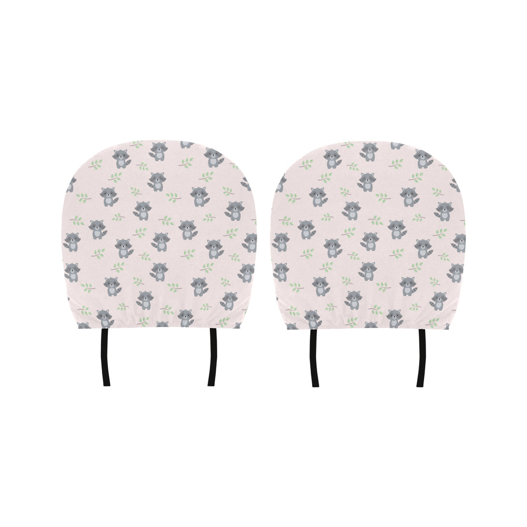 cute raccoons leaves pattern Car Headrest Cover