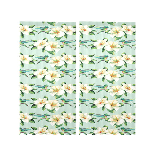 Hummingbird Pattern Print Design 01 Gauze Curtain