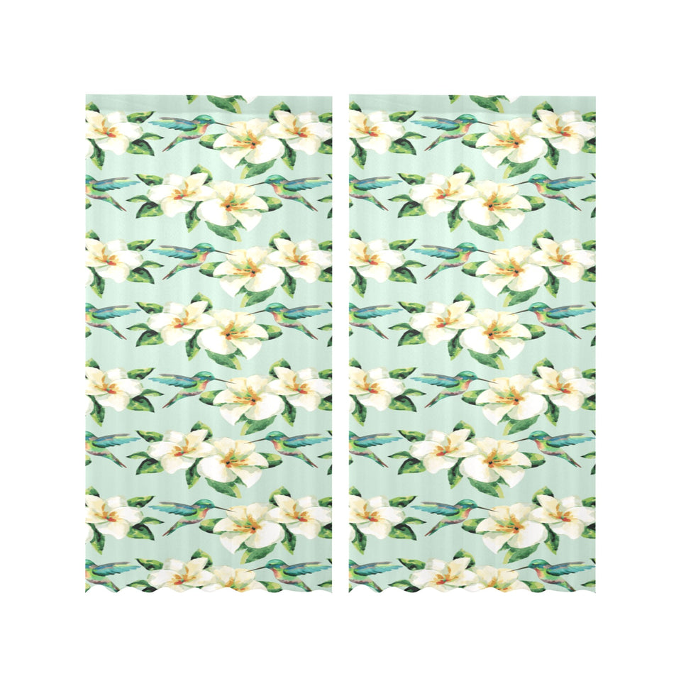 Hummingbird Pattern Print Design 01 Gauze Curtain