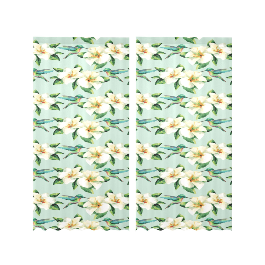 Hummingbird Pattern Print Design 01 Gauze Curtain