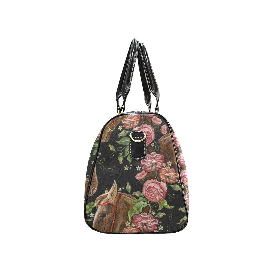Horse head wild roses pattern Travel Bag