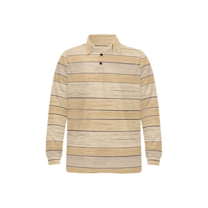 Wood Printed Pattern Print Design 01 Men's Long Sleeve Polo Shirt