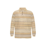 Wood Printed Pattern Print Design 01 Men's Long Sleeve Polo Shirt