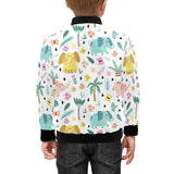 Cute elephants palm tree flower butterfly pattern Kids' Boys' Girls' Bomber Jacket
