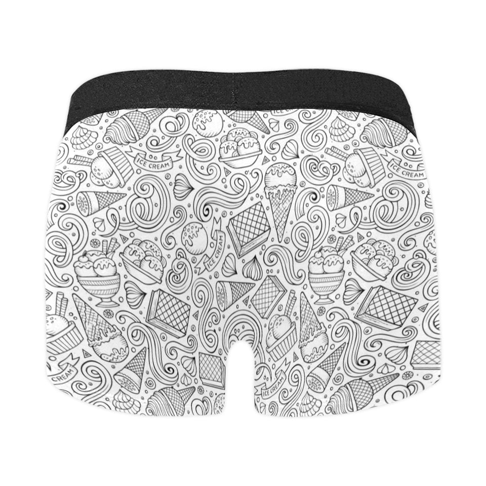 Cartoon hand drawn ice cream black white Men's All Over Print Boxer Briefs Men's Underwear