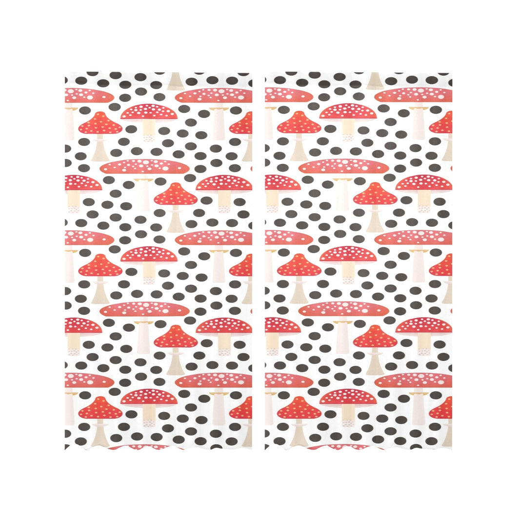 Red mushroom dot pattern Gauze Curtain