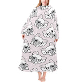 Cute french bulldog pattern Blanket Robe with Sleeves