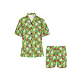 Ladybug Pattern Print Design 01 Women's V-Neck Short Pajama Set