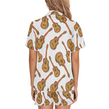 Paint Guitar Pattern Women's V-Neck Short Pajama Set