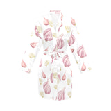 Garlic pattern Women's Long Sleeve Belted Night Robe