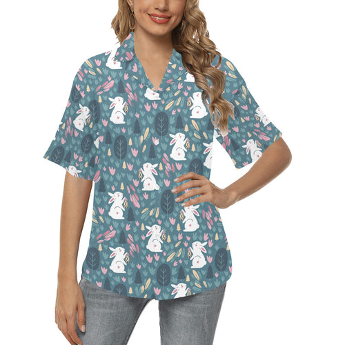 Cute rabbit pattern Women's All Over Print Hawaiian Shirt